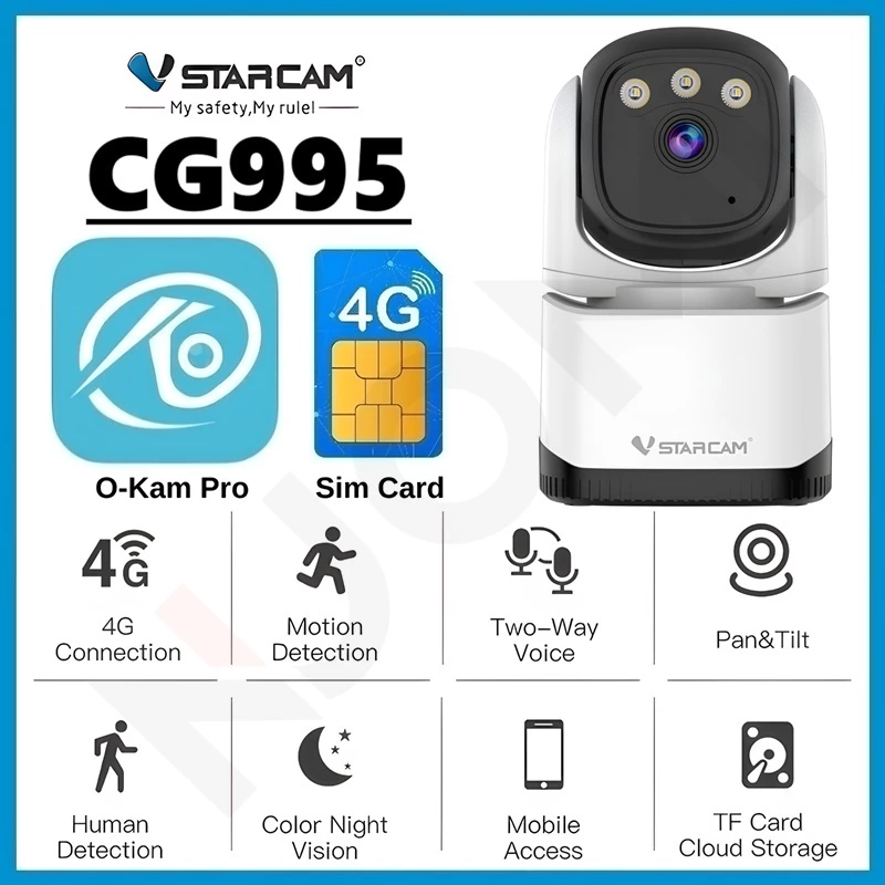 VSTARCAM CG995 4G LTE SIM FULL HD 1080P 2MP กล้องวงจรปิดใส่ซิม Ai+ตรวจจับเคลื่อนไหว พูดคุยโต้ตอบได้
