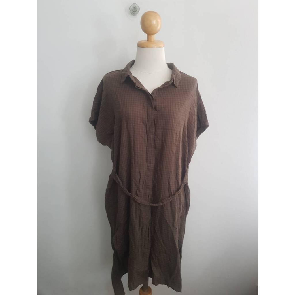 ชุดเดรสผ้าคอตตอนบางแต่งเข็มขัดหลัง Forever 21M 46*38*44*36