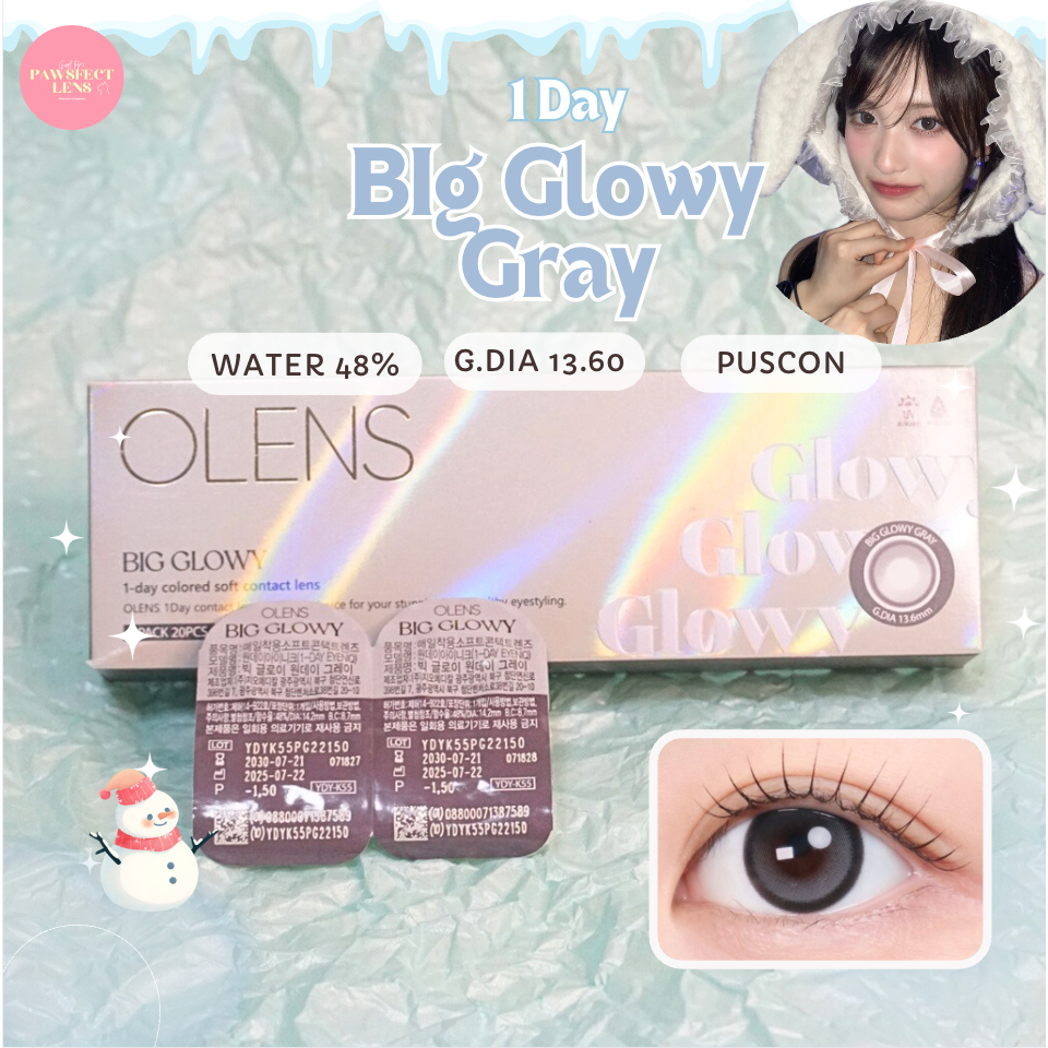 Olens - BIG Glowy gray เลนส์รายวัน 1 Day  สีเทา G.Dia 13.60