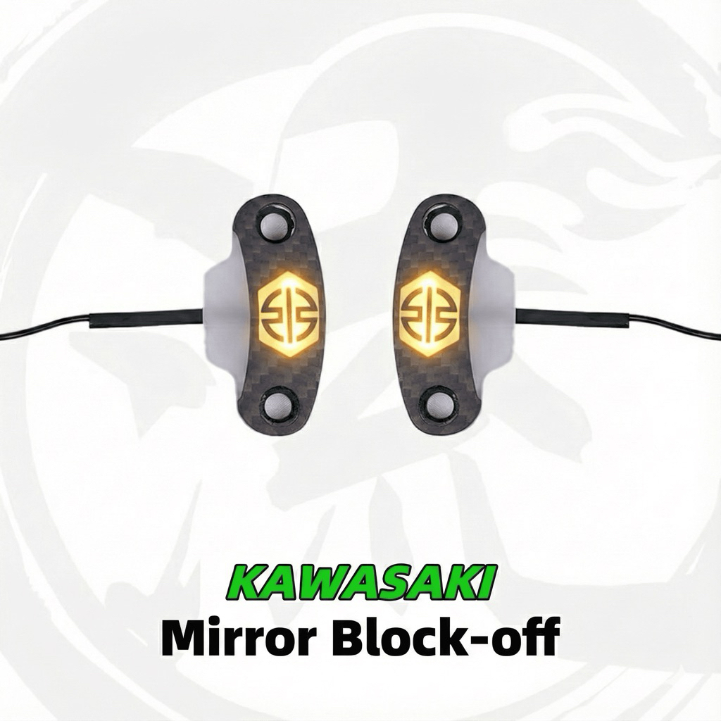บล็อคปิดรูกระจกพร้อมไฟเลี้ยว Kawasaki ZX4R ZX6R ZX10R Ninja งานคาร์บอน