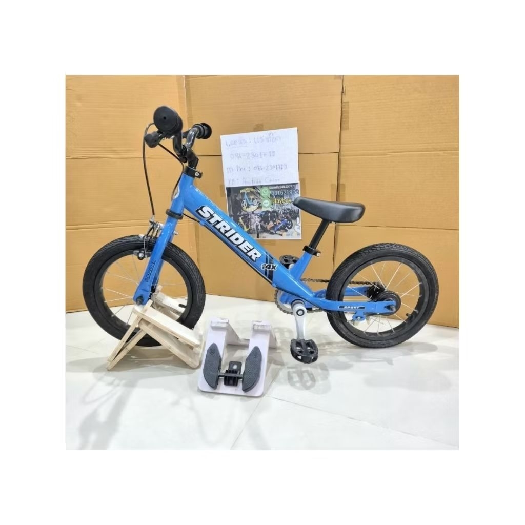 Strider14xสีฟ้า(1)มือ2ญี่ปุ่นserviceพร้อมใช้งานเหมาะสำหรับอายุ3-7ขวบสูง95-130ซม.คันนี้เป็นขาไถ+ปั่นไ
