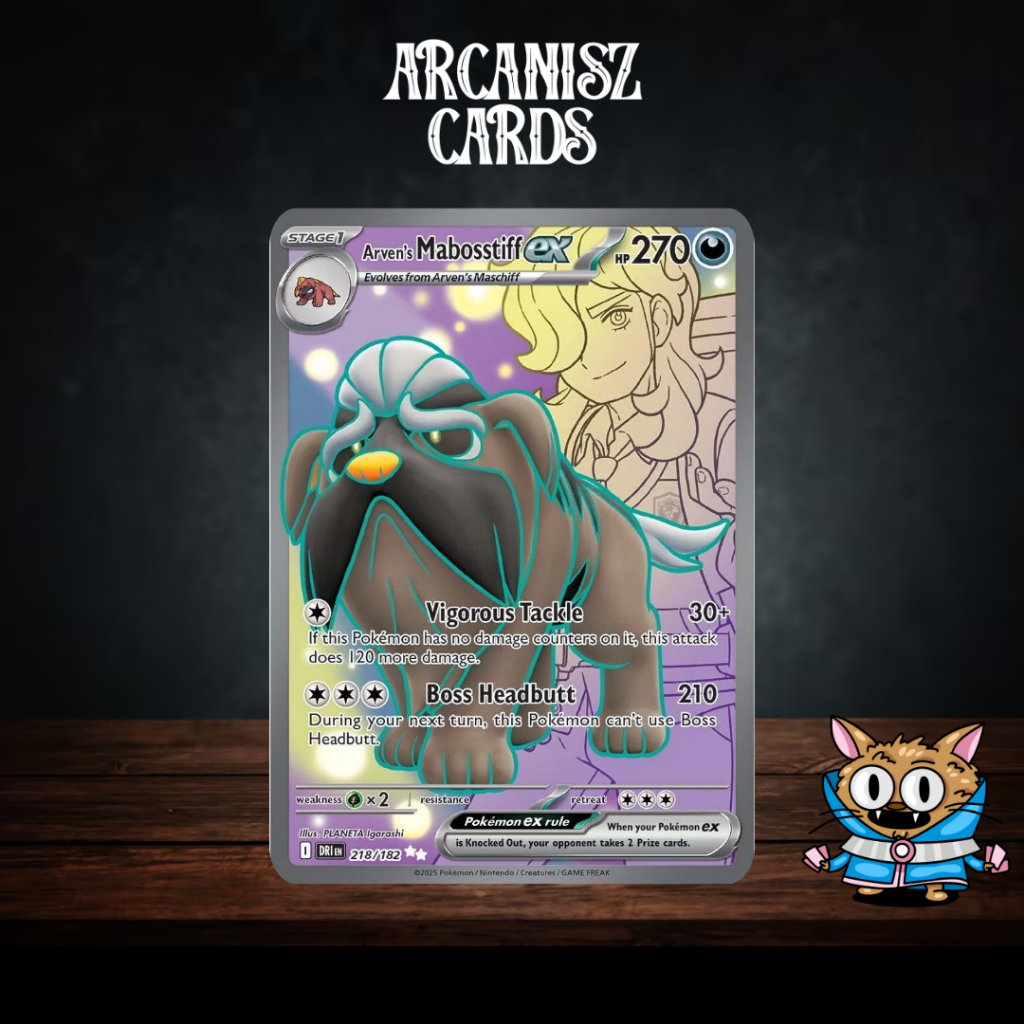 Arven's Mabosstiff ex Pokemon Destined (Full Art) Rivals 218/182 การ์ดโปเกม่อนภาษาอังกฤษ