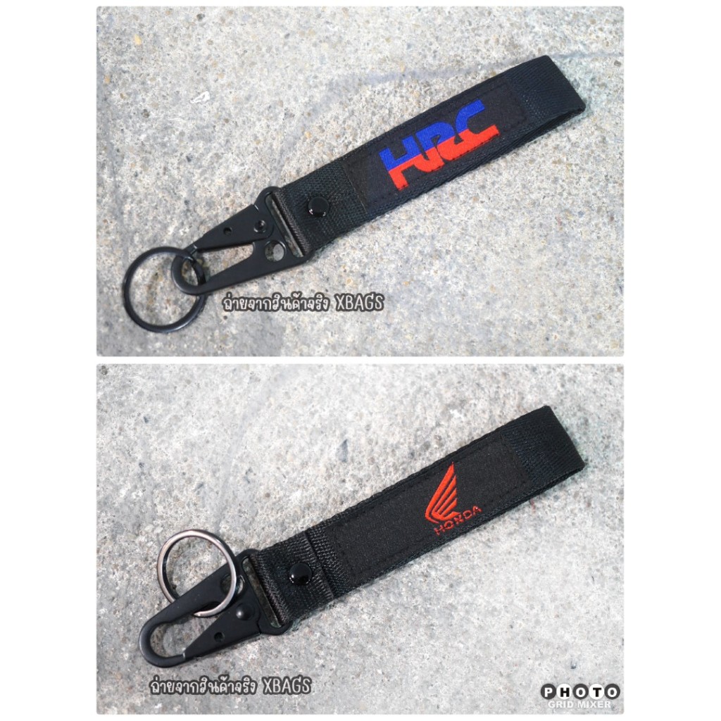 Honda HRC ผ้าปักโลโก้ พวงกุญแจผ้าอย่างหนา มีลายทั้ง 2 ด้านไม่ซ้ำ ตะขอเกี่ยวหนา รมดำอย่างดี