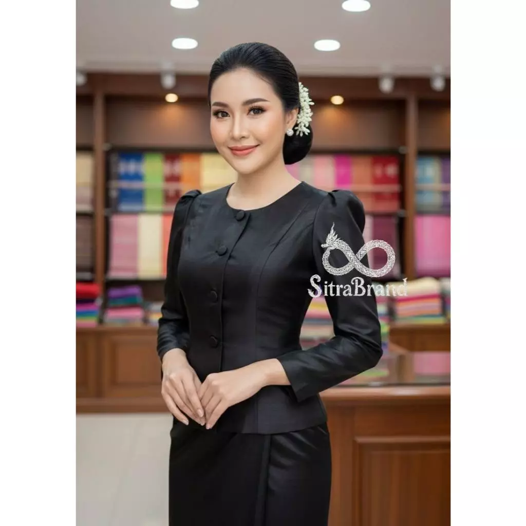 เสื้อไหมสี่เส้นไทยเรือนต้น มีผ้าถุงขายแยก (ท01)