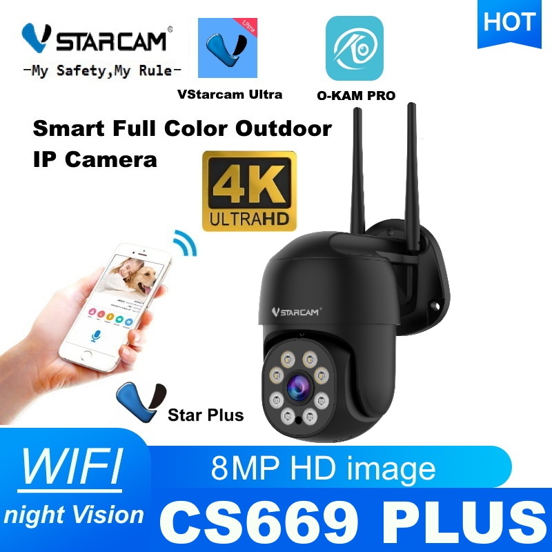 Vstarcam CS669 PLUS กล้องวงจรปิดไร้สาย Outdoor ความละเอียด 8 ล้านพิกเซล Ultra HD 4K UHD ภาพสี มีAI+