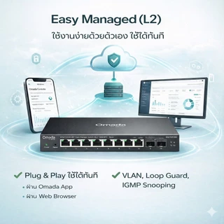 TP-Link ES210X-M2 Switch 2.5G 8 Port + 10G SFP+ 2 ช่อง | Omada Easy Managed | ไร้พัดลม (Fanless)