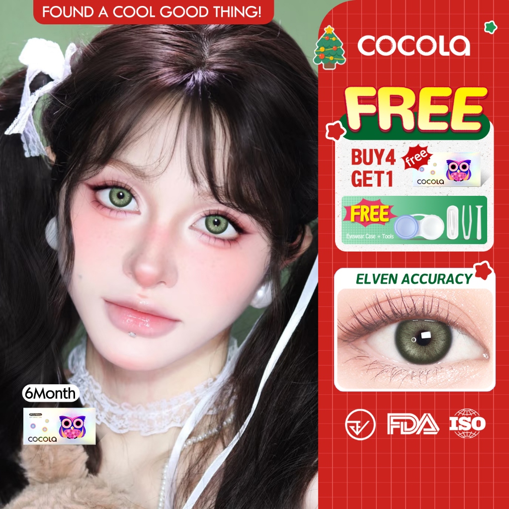 【New Year】COCOLA Green คอนแทคเลนส์💎Color Contact Lens สีฟ้าแซฟไฟร์&ทอง24K|DIA 14.2-14.5mm #สินค้ามาแ