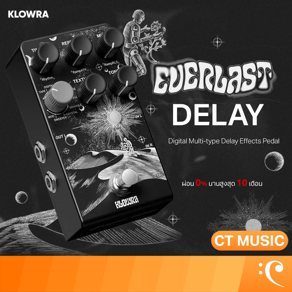 Klowra KBS-02 Everlast Single Footswitch Multi-Type Delay Pedal  เอฟเฟคกีตาร์ เอฟเฟค Delay KBS-02 Everlast