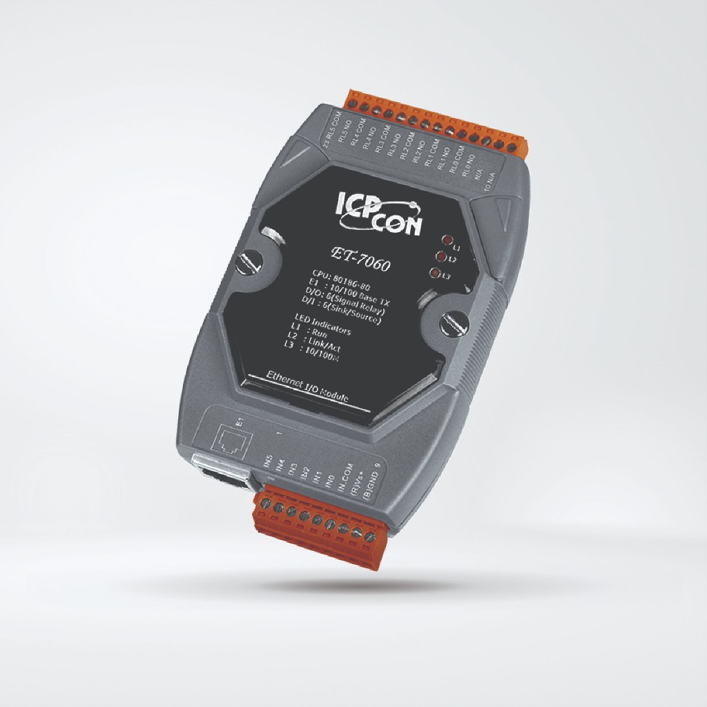 ET-7060 Ethernet I/O Module with 6-ch DI, 6-ch Power Relay | Ethernet I/O Module | ICP DAS