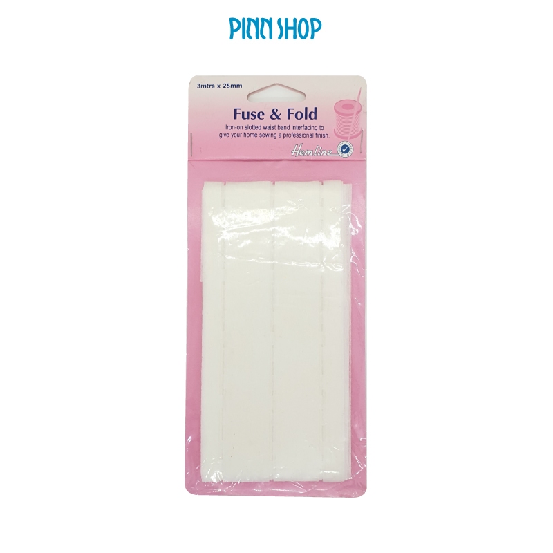 ผ้ากาวสำหรับรีด เย็บขอบกางเกง ขอบกระโปรง มีความกว้าง 2.5 ซม. ขนาดสินค้า 25 ซม. x 300 ซม. ยี่ห้อ Hemline