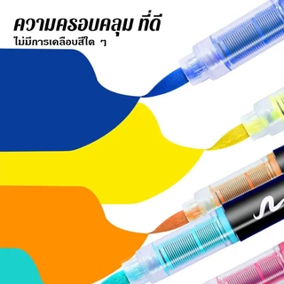 ปากกามาร์กเกอร์สีอะคริลิกหัวพู่กัน 12/24/36/48 สี สีสดใส พร้อมระบบควบคุมหมึกแบบ Direct-Liquid