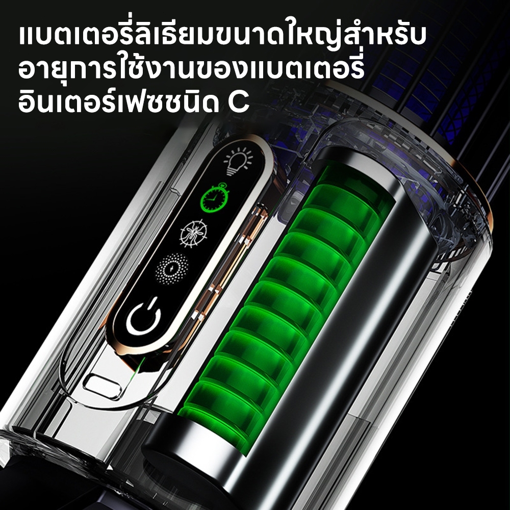 【รับประกัน 5 ปี】50000V เครื่องดักยุงไฟฟ้ากับดักรอบทิศทาง360º ปลอดภัยกับเด็กและสัตว์เลี้ย เงียบไม่มีเสียงรบกวนโคมไฟดักยุง - รูปที่ 7