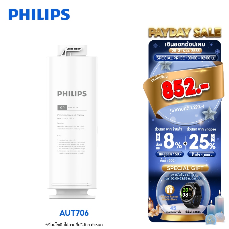 Philips water Filter AUT706 CP / AUT747 RO ไส้กรองเครื่องกรองน้ำ สำหรับเครื่องกรองน้ำรุ่น AUT2015