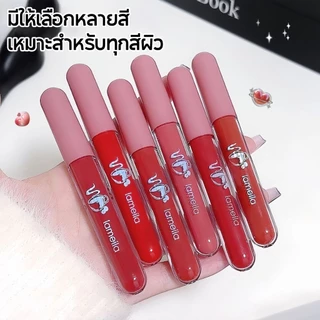 LAMEILA ลิปสติก ลิปแมต ลิปเกรซ เนื้อกำมะหยี แบบกันน้ำ ติดทนนาน ไม่เหนียวเหนอะหนะใช้งานง่าย มี 6 สี