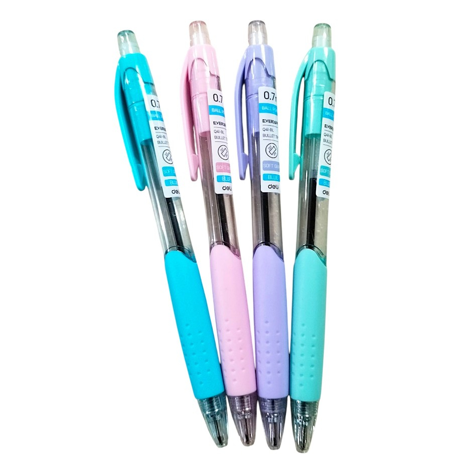 ปากกาลูกลื่นแบบกด Deli Q41-BL 0.7 มม. สุ่มสี ต่อด้าม
