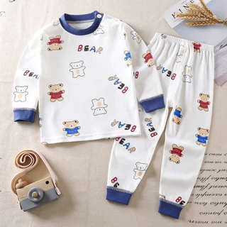 BEAR BABY ชุดนอนแขนยาว ขายาว เสื้อผ้าเด็ก ชุดนอนกันหนาว ผ้าcotton อายุ6เดือน-5ปี