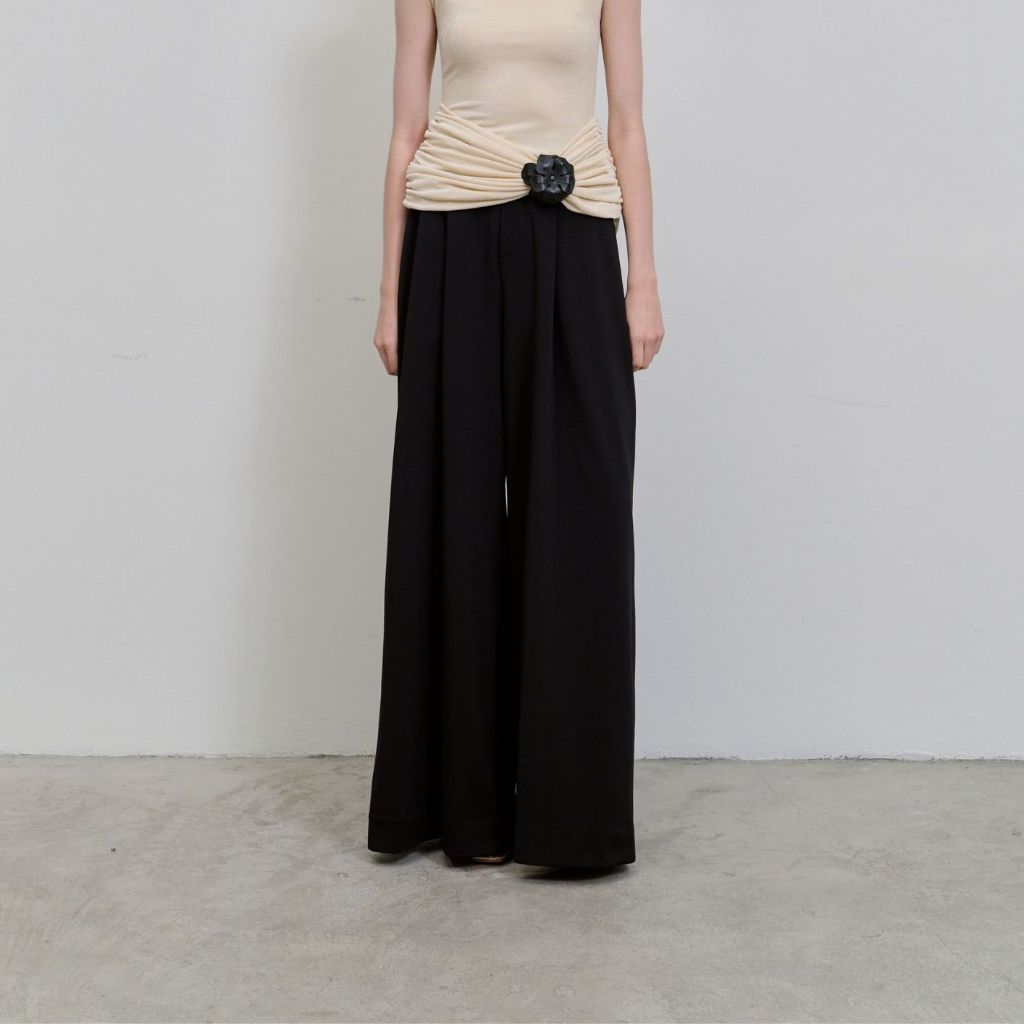 CHER'Z - RW2525 กางเกงขากว้างผ้า Twill