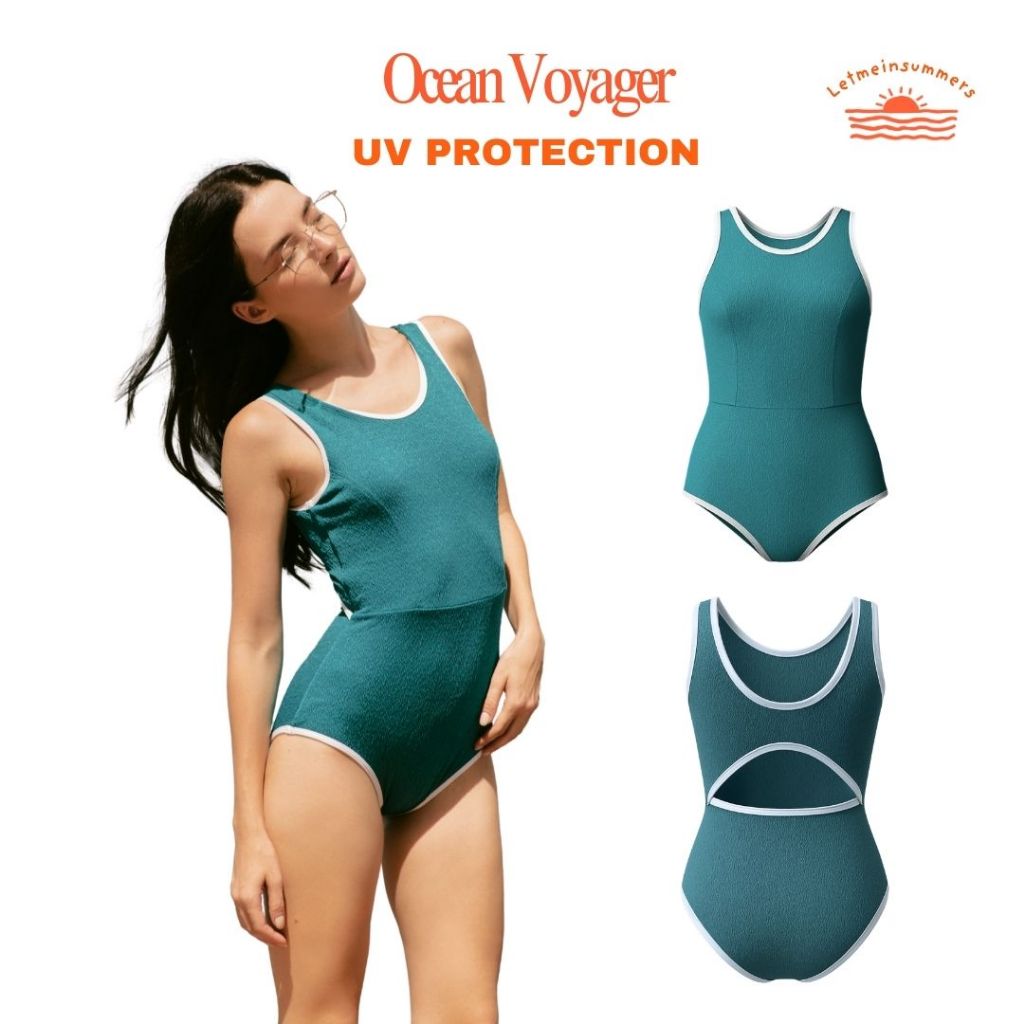 ใหม่!  Letmeinsummers  APPEAL ชุดว่ายน้ำ วันพีช Ocean Voyager ชุดวันพีช กันUV มีซิป มีซับใน สีล้วนมีดีเทล  APR120 ราคา ถูกที่สุด ดีลบีเคเค แกลเลอรีภาพที่ 4