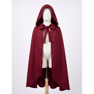 ผ้าคลุมแฟนซีมีฮู้ด สีแดงเลือดหมู ผ้าคลุมแม่มด หนูน้อยหมวกแดง…