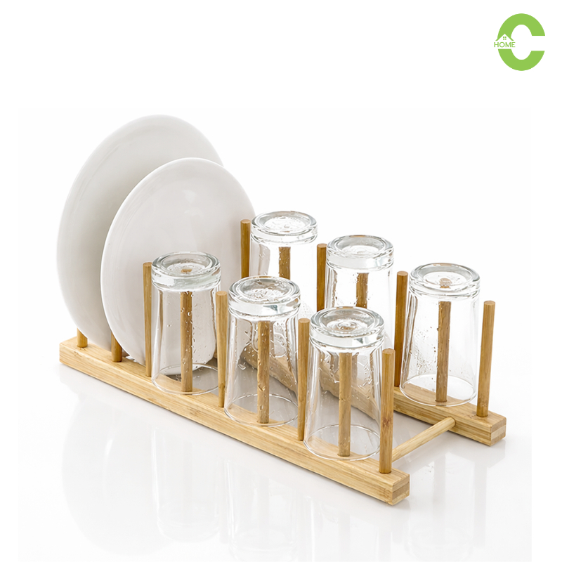 HOMEC ชั้นวางจานไม้ไผ่ ชั้นวางจาน Dish rack ทำจากไม้ไผ่คุณภาพ เคลือบผิวเรียบ เหมาะสำหรับจัดระเบียบจาน และอุปกรณ์ครัว