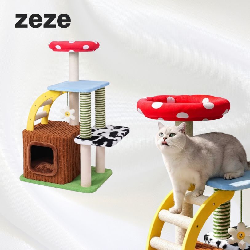 Zeze คอนโดแมว ฟาร์มแฟนตาซี – โครงปีนแมว เสาลับเล็บแมว บ้านแมว มีที่ลับเล็บแมวในตัว