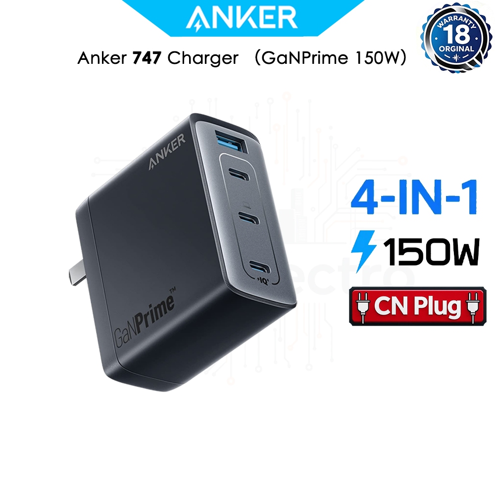อังเกอร์ 150W Foldable GaN Charger  4-Port Compact for Travel  Powers Laptop, Phone, Tablet