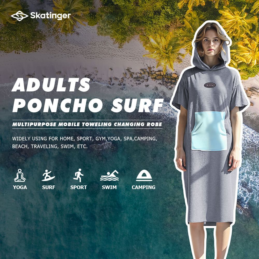 Skatinger Quick Dry Surf Poncho For Surfing, SUP, Beach Unisex, Fast Drying พอนโชสำหรับเซิร์ฟ SUP แล