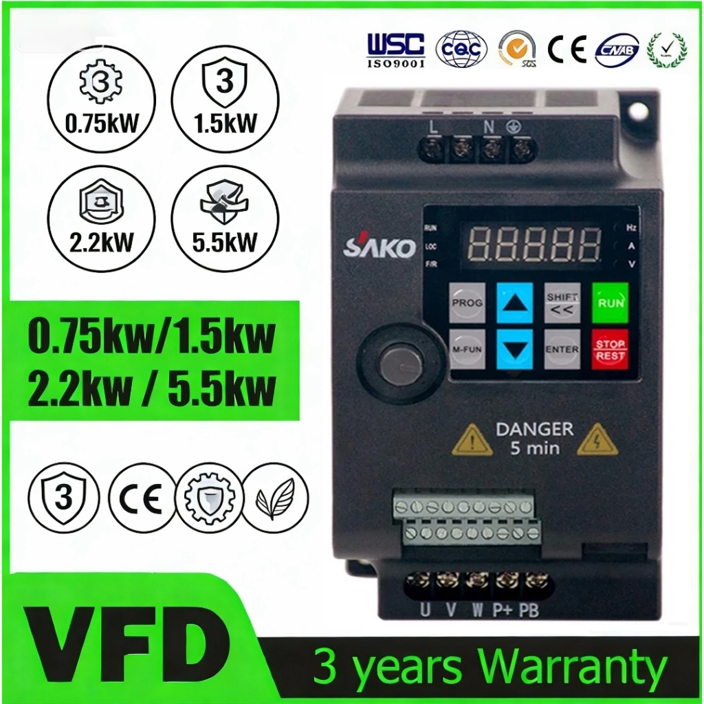 อินเวอร์เตอร์สามเฟส SAKO SKI780 380V: เครื่องมือควบคุมความเร็วระดับอุตสาหกรรมทรงพลังสำหรับมอเตอร์ 1HP-7HP