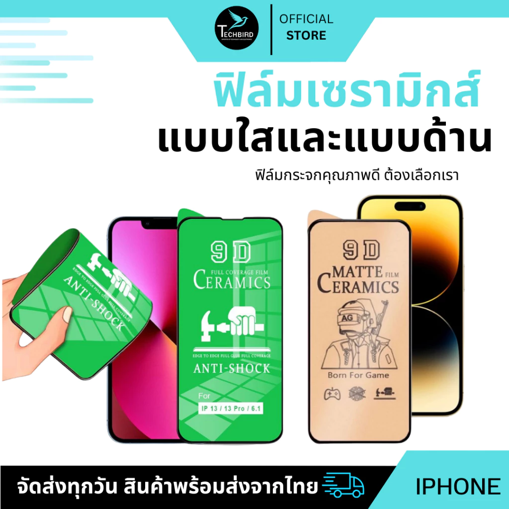 Herry ฟิล์มเซรามิก iPhone 16 15 14 13 12 11 Pro Max Xr X SE
