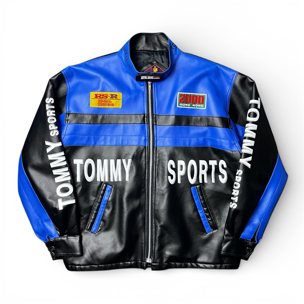 📮พร้อมส่ง📮แจ็คเก็ตหนัง Tommy Sports 2000 — Heavy Graphic Racer Leather Jacket