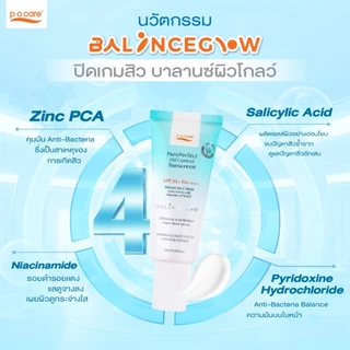 POCARE Pure Perfect Oil Control Sunscreen SPF50+ PA++++ 40ml กันแดดเนื้อน้ำ คุมมัน 8 ชม กันน้ำ ลดสิว