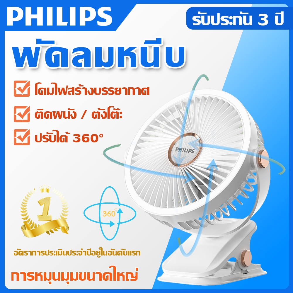 พัดรมแบบหนีบ พัดลมพกพาชาร์จ 6นิ้ว พัดลมติดผนัง 2000mAh พัดลมชาร์จไฟ คลิปแฟน 5เกียร์ลมแรง ไฟกลางคืน