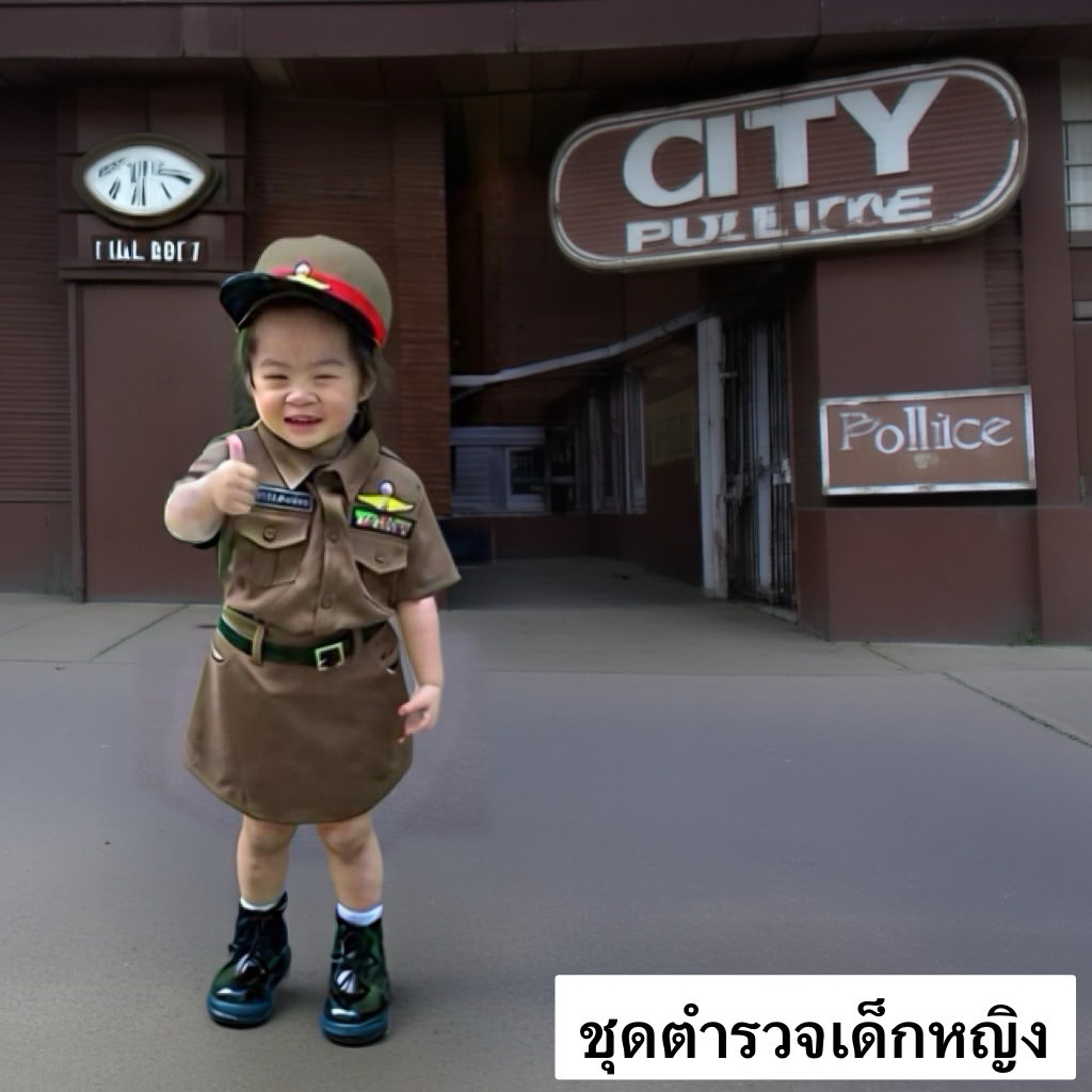 ชุดอาชีพในฝัน ชุดอาชีพเด็ก ชุดตำรวจหญิง ชุดตำรวจเด็กหญิง 2-9ปี ชุดผู้กำกับตัวน้อย ชุดตำรวจ ผ้าโซล่อน