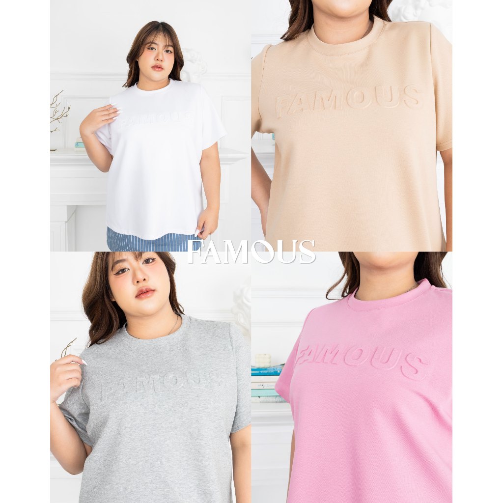 FAMOUS เสื้อยืดแขนสั้น ปั๊มนูน FAMOUS #FMBL-F1T181