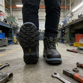 P01 รองเท้าเซฟตี้ รองเท้าหัวเหล็กพื้นเหล็ก หนังแท้ พื้น PU เบา สวย เซฟตี้ safety shoes Size:36-46