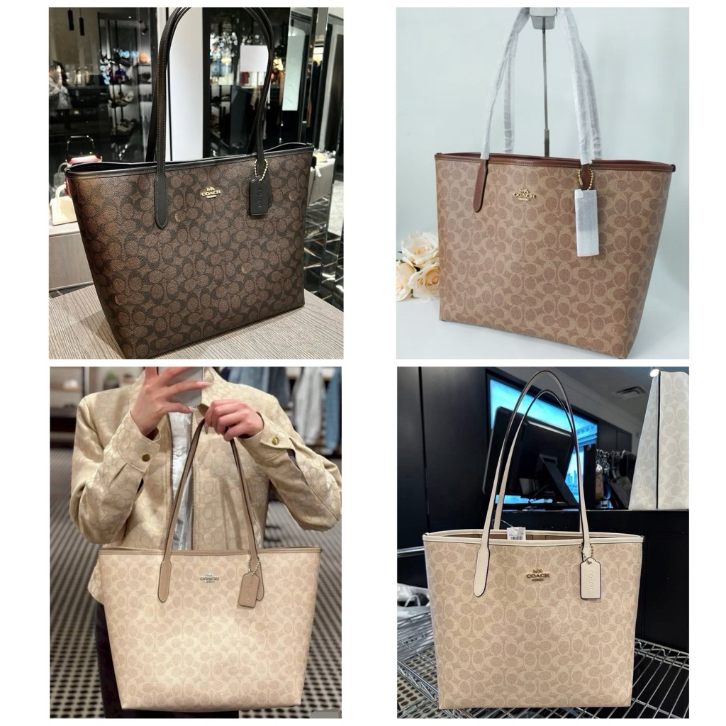 [ของแท้] 🍀พร้อมส่ง Coach City Tote Bag ปาก 17” สะพายข้าง/ไหล่หญิง