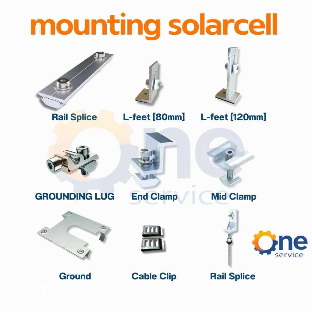 อุปกรณ์เม้าท์ติ้ง ติดตั้งโซล่สเซลล์mouting solarcell (ต่อเรียว เรียว ลอนคู่ ซีแพค ยึดปลายแผง ยึดระหว่งแผง  มิดแคมป์ เอนแ