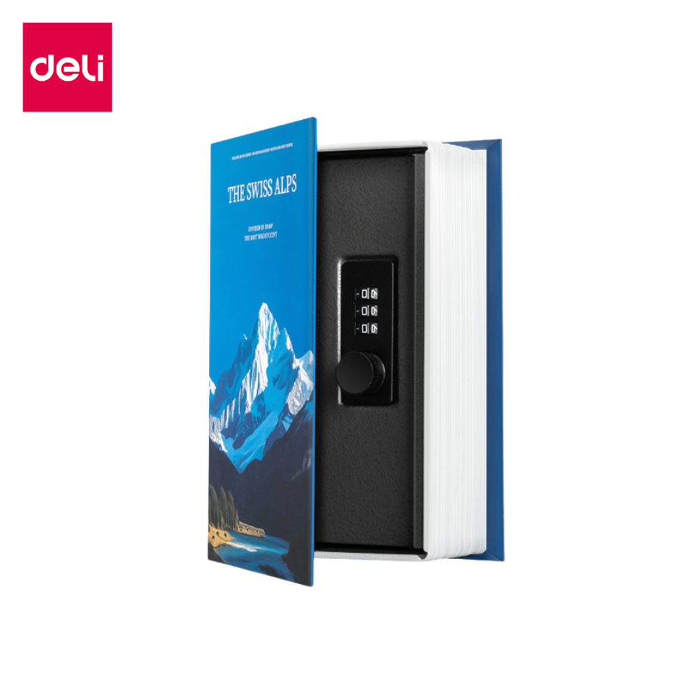 Deli เซฟหนังสือ ตู้เซฟรูปหนังสือ เซฟสมุด ล็อคได้ 2 ระบบ เก็บซ่อนได้เนียน มีช่องสอดธนบัตร Book Safe