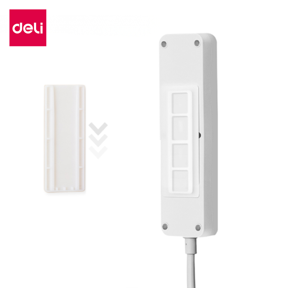 Deli ที่ยึดปลั๊กพ่วง ที่วางรางปลั๊กไฟ ไม่ต้องเจาะรู มีกาวในตัว ยึดติผนัง Power Strip Holder