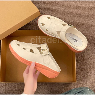CITADEL รองเท้าแตะ สวมยางEVA พื้นหนา 3.5cm รองท้าปิดปลายเท้า แฟชั่น สไตล์เกาหลี ผู้หญิง 158