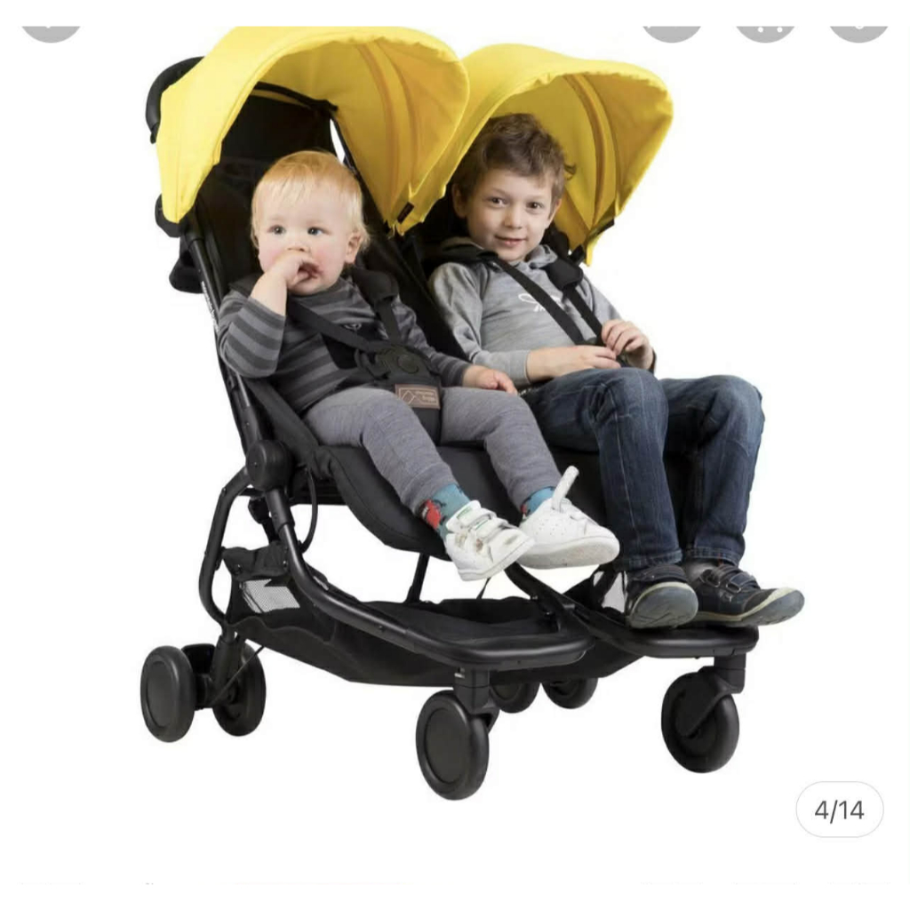 รถเข็นเด็กแฝด Mountain Buggy พี่น้อง 2 ที่นั่งรุ่น Nano Duo สีเหลือสดมีรูปเพิ่ม