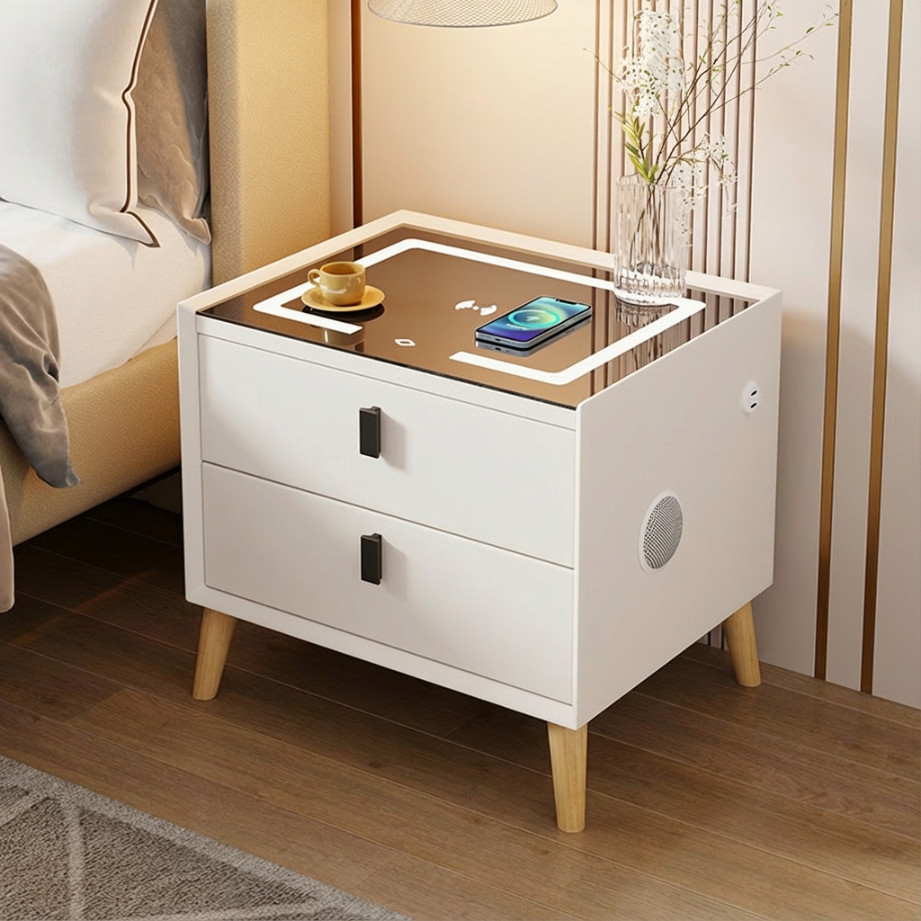 โต๊ะข้างเตียงอัจฉริยะ ไฟ LED ปรับได้ 3 สี + ชาร์จไร้สาย + ลำโพงบลูทูธ 5.0 - รูปที่ 3