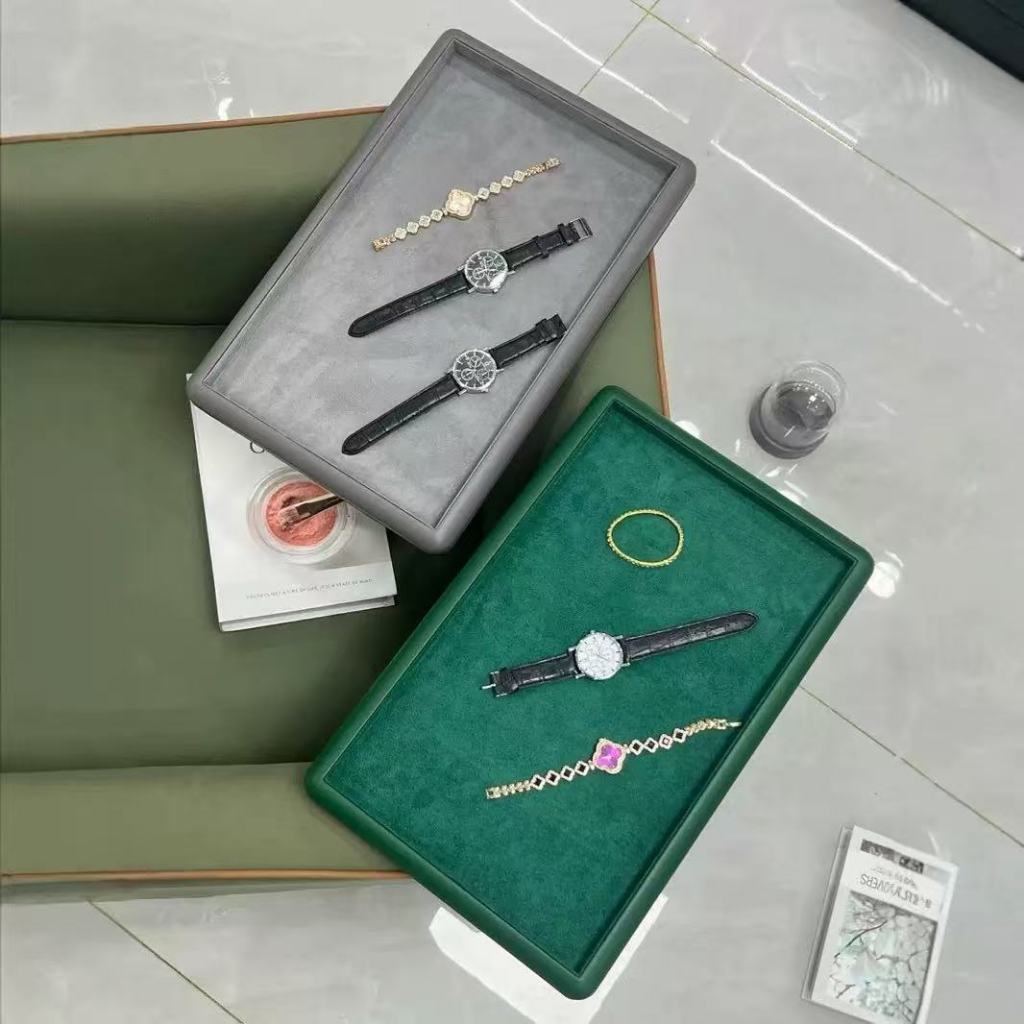 ถาดนาฬิกา วัสดุหนังไมโครไฟเบอร กล่องนาฬิกา ถาดโชว์เครื่องประดับ Watch Box การแสดงสตรีมมิ่งสด