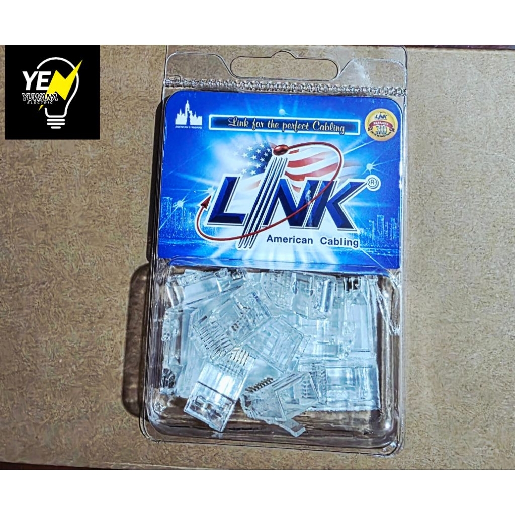 LINK หัวLAN CAT6 NEW RJ45 PLUG TRANSPARENT CLEAR แพ็ค10ชิ้น US-1002A