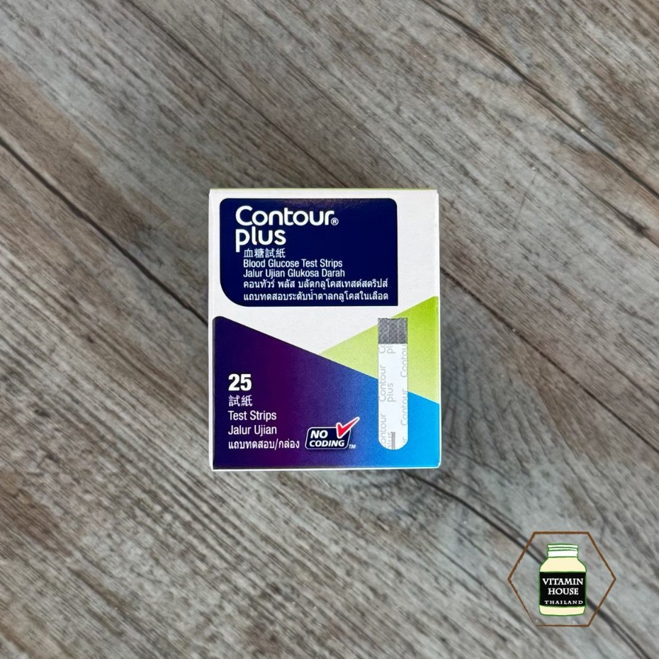 แผ่นตรวจน้ำตาลในเลือด Contour®️ Plus blood glucose test strip (25 ชิ้น)