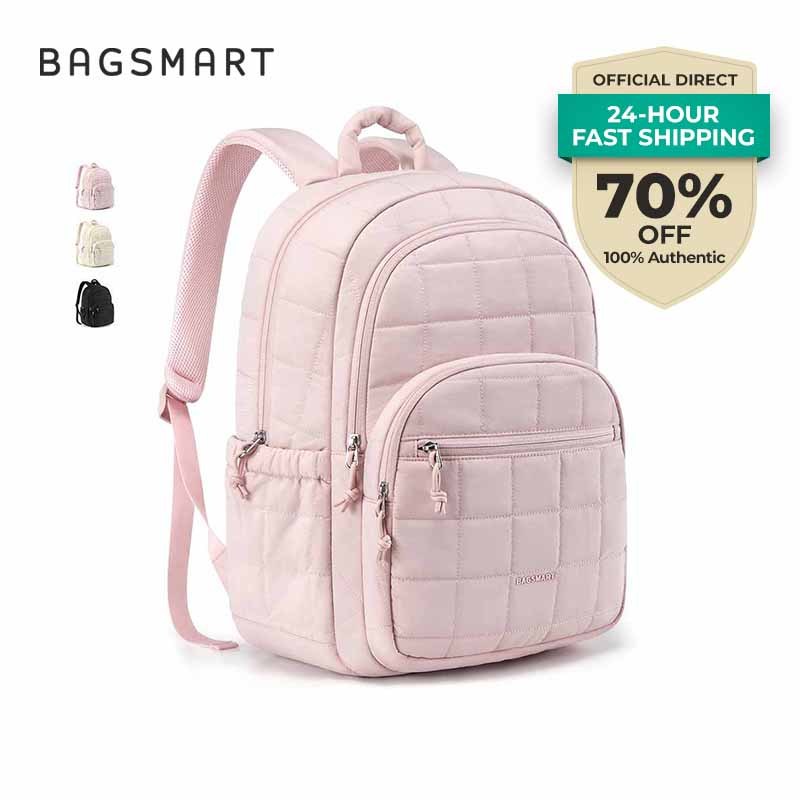 BAGSMART กระเป๋าเป้สะพายหลังสไตล์สตรี 15.6 นิ้ว - ความจุใหญ่ ดีไซน์เก๋ไก๋ กันน้ำ พร้อมช่องใส่แล็ปท็อป