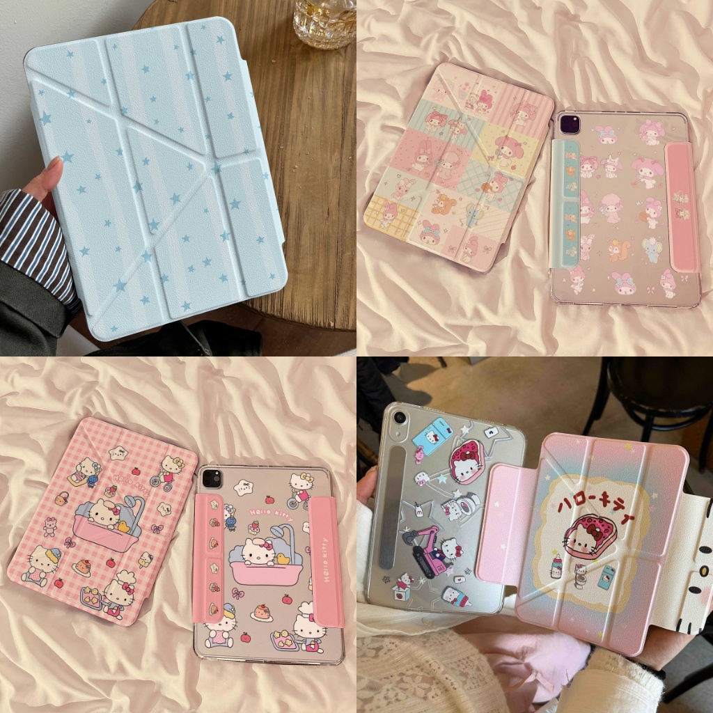 ⚡พร้อมส่ง⚡เคส iPad แบบพับได้รูปตัว Y Air13 Air8 Gen11ที่ใส่ปากกา HelloKitty Melody Satr เคสไอแพดAir7