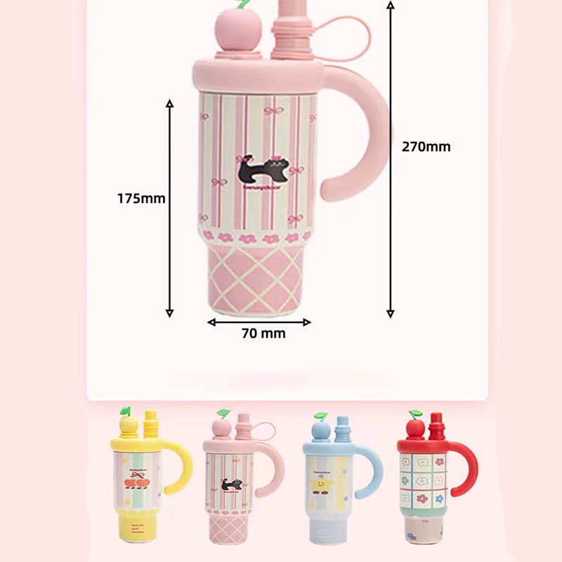 แก้วเก็บความเย็น ฟางถ้วยเก็บความร้อน จุขนาดใหญ่316สแตนเลส พร้อมหลอด 800ml ถ้วยน้ำน่ารัก - รูปที่ 4