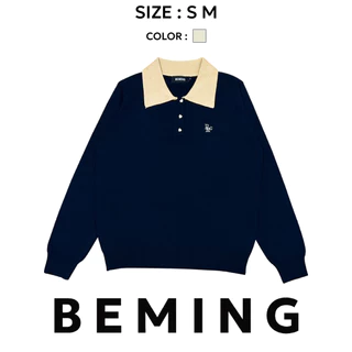 Bemingtop1098(S-M)-BMG Sweet Heart Knit เสื้อแขนยาวคอปก เพิ่มลูกเล่นด้วยกระดุมรูปหัวใจเล็กๆและคอปก