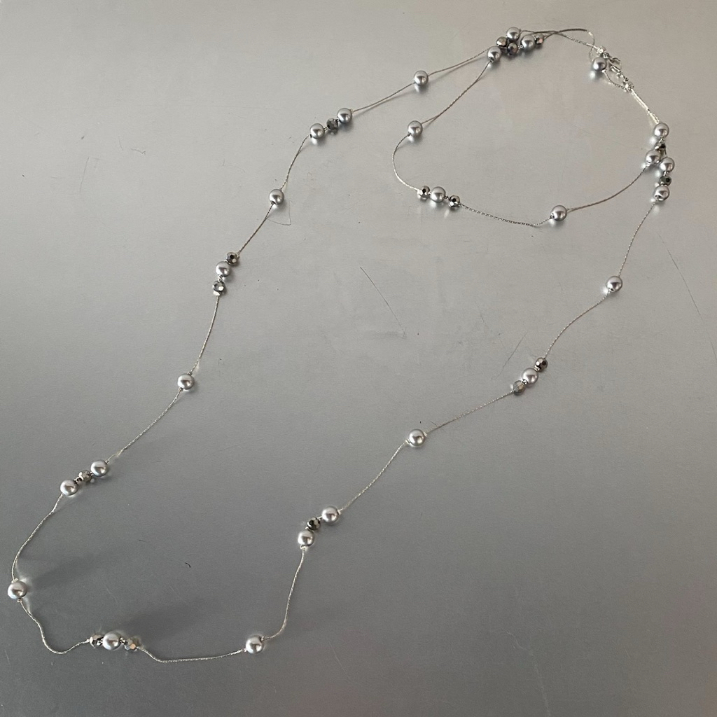 สร้อยคอ Midnight pearl long necklace - wheniloveilove